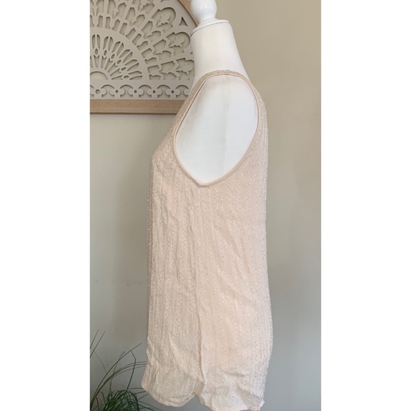 Joie Starleen Scoop Neck Beaded Tank Large cream - Picture 3 of 12